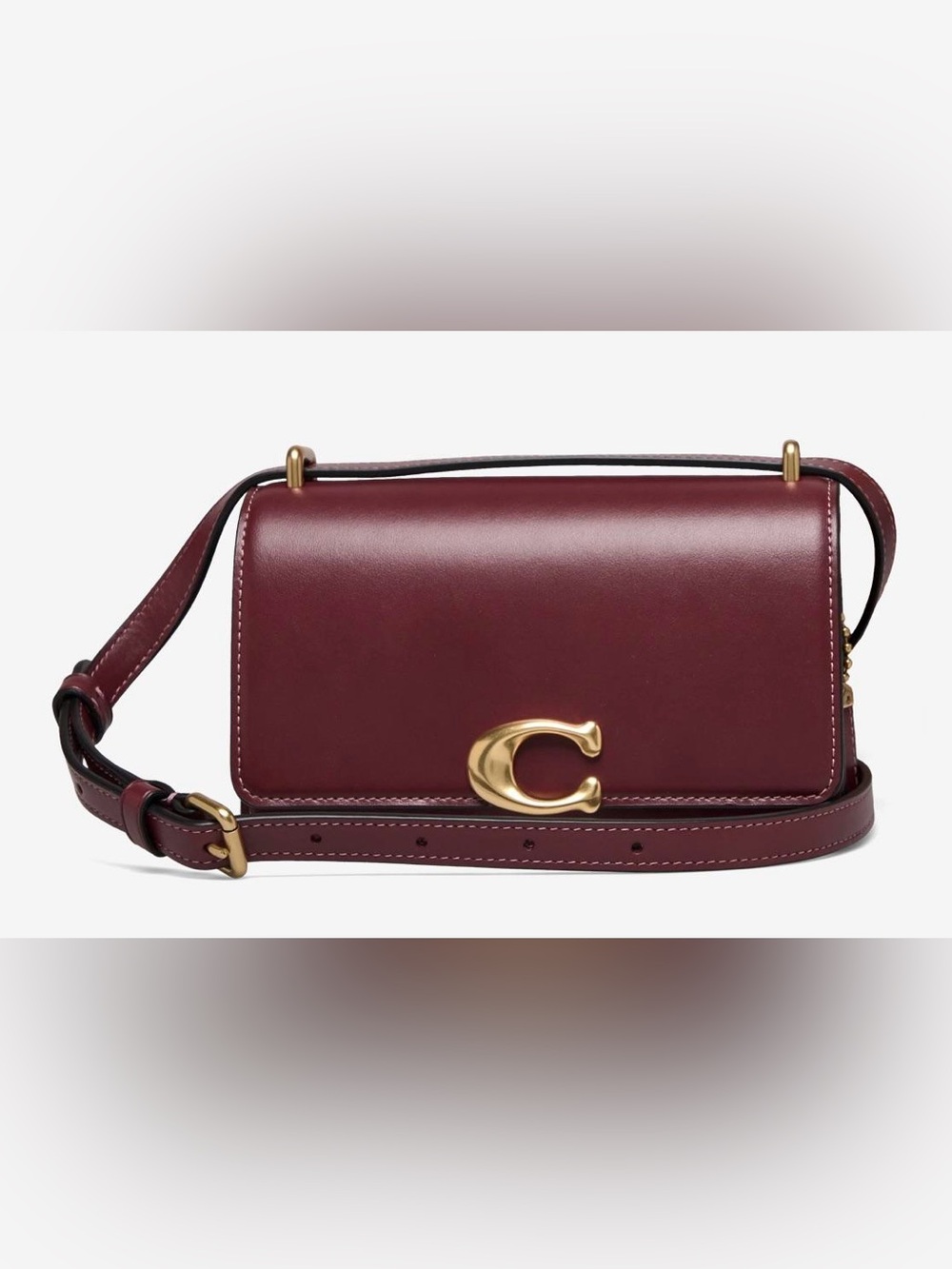 Coach Luxe Refined Leather Small Bandit Crossbody Bag in Wine with Gold Hardware